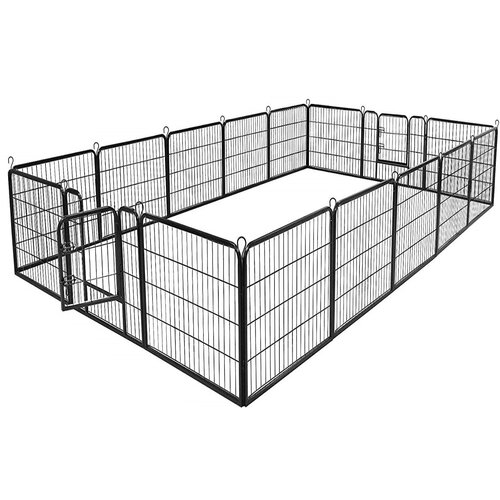 Kućni ljubimci Ogradica/igralište za štence od 8 dijelova, sklopiva, metalna, crna 100cm Cijene