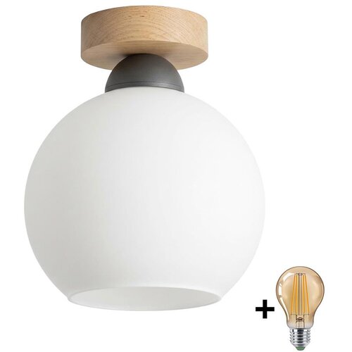 Brilagi LED stropna svetiljka RETRO GLASS 1xE27/60W/230V prečnik 15 cm hrast/bela Slike