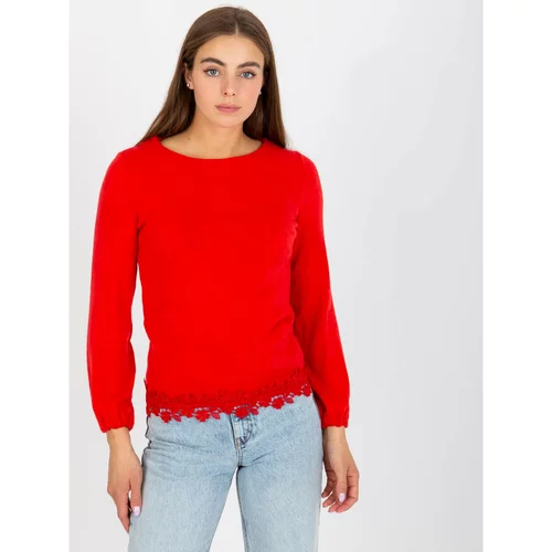 Fashion Hunters Casual red blouse with a round neckline