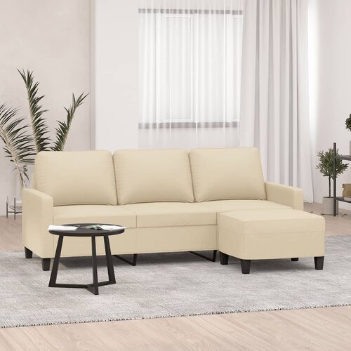  The Living Store Kavč trosed s stolčkom za noge krem 180 cm blago - Trosed S Stolčkom Za Noge, (21485175) Cene