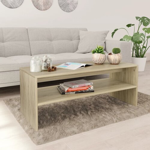 Furnova Klubska mizica sonoma hrast 100x40x40 cm iverna plo&amp;scaron;ča, (21915350) Slike