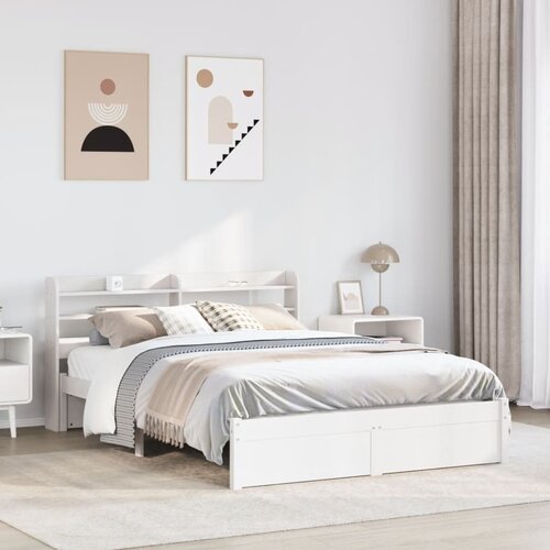 VidaXL Posteljni okvir z vzglavjem brez vzmetnice bel 160x200 cm Slike
