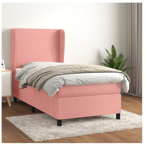  Box spring postelja z vzmetnico roza 100x200 cm žamet Cene