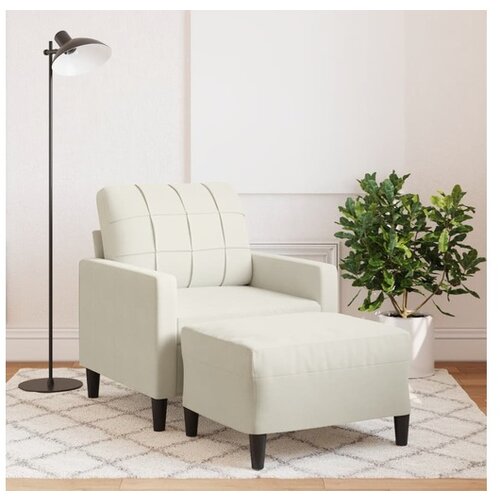 VidaXL Fotelja s tabureom krem 60 cm bar&amp;scaron;unasta Slike