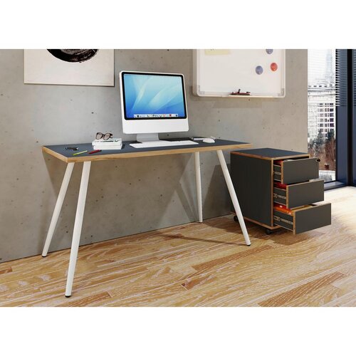 MID.YOU Pisalna Miza Salia T80, Barva Hrasta, Antracit, 110x80cm Slike
