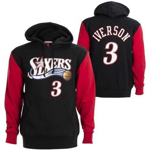 Mitchell And Ness mu&amp;scaron;ki Allen Iverson 3 Philadelphia 76ers 2001 Fashion Fleece pulover sa kapuljačom Slike