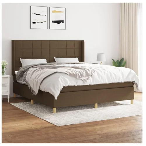  Box spring postelja z vzmetnico temno rjava 180x200 cm blago