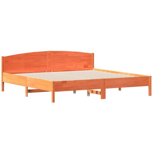 VidaXL Posteljni okvir z vzglavjem vo&amp;scaron;čeno rjava 200x200 cm borovina, (21081704) Slike