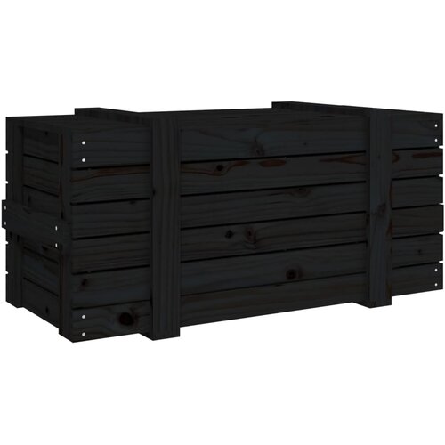  Kutija za pohranu crna 91x40,5x42 cm od masivne borovine Slike