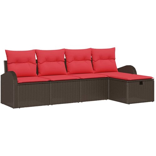 vidaXL Vrtna sedežna garnitura z blazino 5 pcs Rjava Poly ratan, (5000021111) Cene