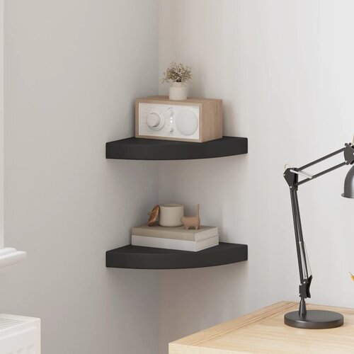  Plutajuće kutne police 2 kom crne 25 x 25 x 3,8 cm MDF Cijene