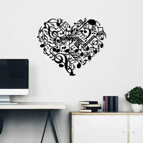 Wallity Zidna dekoracija Musical Heart, 60 x 74 cm, Crna Cene