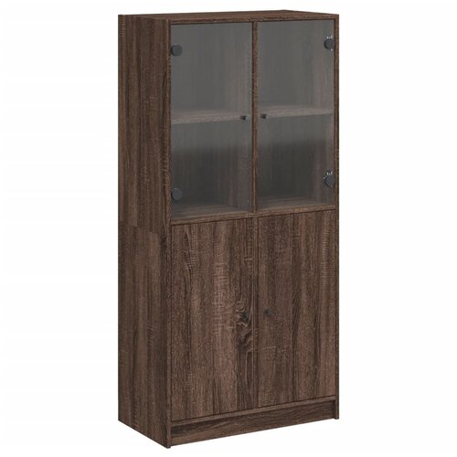 Maison Chic Visoka omara - Komoda - Predalnik z vrati rjavi hrast 68x37x142 cm inženirski les, (21719237) Slike