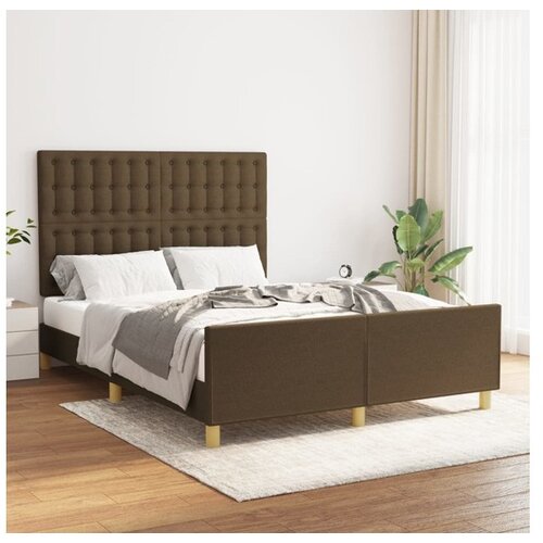  Posteljni okvir z vzglavjem temno rjav 140x200 cm blago Cene