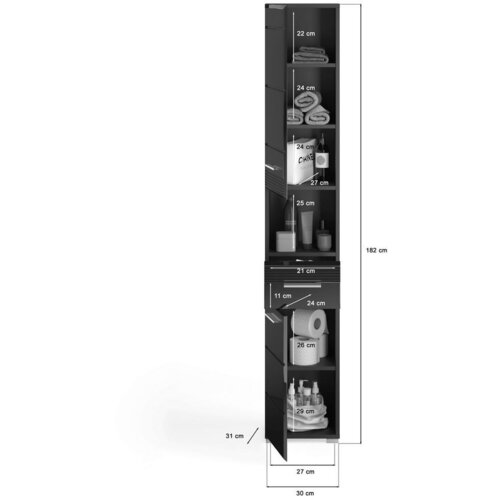 MID.YOU Visoka Omara Linus, 30x181 Cm, Črna Slike