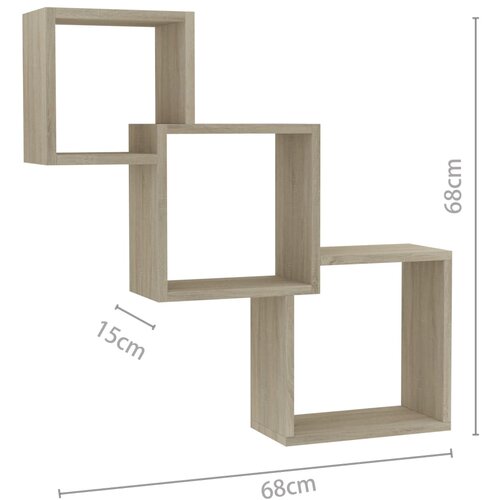 Kockaste zidne police boja hrasta sonome 68x15x68 cm iverica Slike