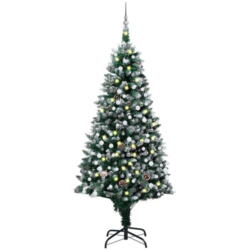 vidaXL umjetno božićno drvce LED s kuglicama i šiškama 210 cm Cijene