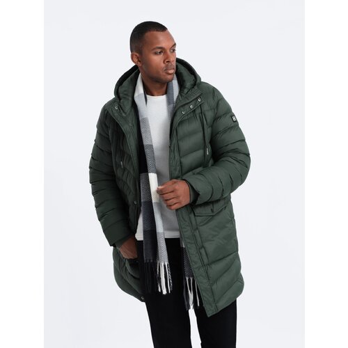 Ombre Men's winter quilted parka jacket - dark olive green Cijene
