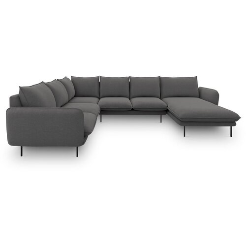 Cosmopolitan Design temno siva sedežna garnitura v U obliki Vienna, levi kot Slike