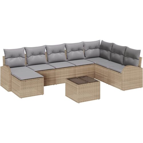  Set sofe 9 kom. Bež i svijetlo siva poliratan 289 x 179 x 85 cm Slike