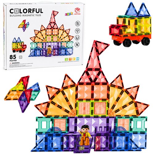 Magnetic Construction Blocks 3D Panels Creative STEM Colorful 85 pcs. Slike