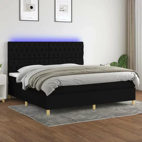  Box spring postelja z vzmetnico LED črna 200x200 cm blago, (20761089)