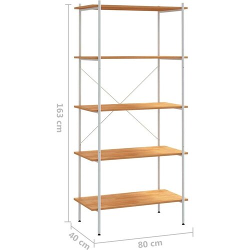 VidaXL 5-nadstropni regal s policami bel in hrast 80x40x163 cm Slike