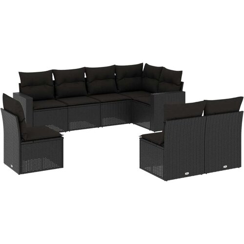 VidaXL 8-dijelni set vrtnih sofa od poliratana s jastucima crni Slike