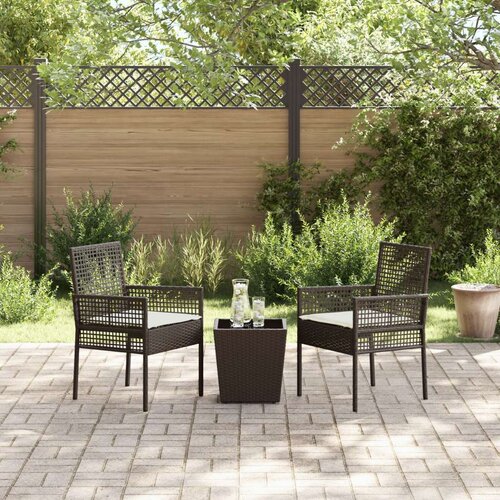  3-dijelni vrtni bistro set s jastucima smeđi poli ratan Slike