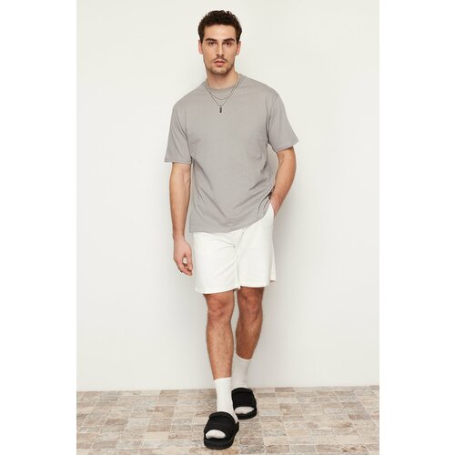 Trendyol Men's Gray Relaxed Basic 100% Cotton T-Shirt Slike