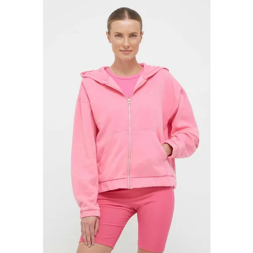 Adidas Pulover ženska, roza barva, s kapuco