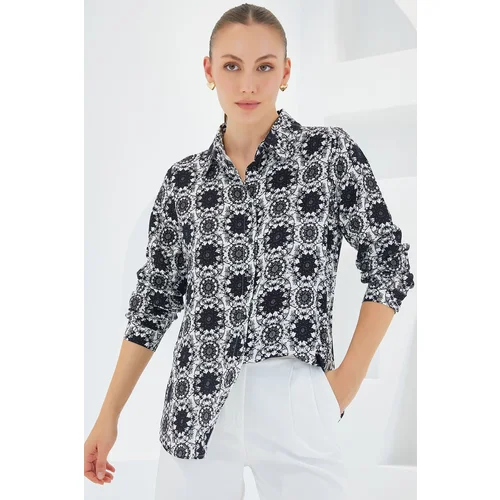 Bigdart 3721 Graphic Patterned Shirt - Dark Black