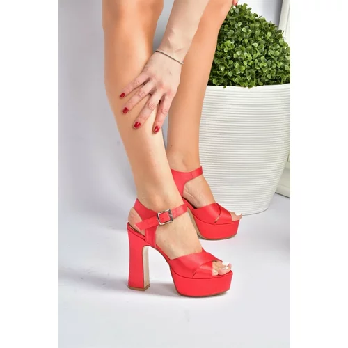 Fox Shoes Women's Red Satin Fabric Platform Heels Evening Dress Shoes