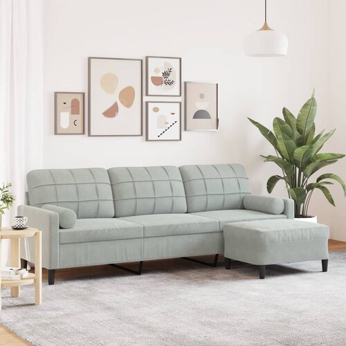 vidaXL Trosjed s tabureom svjetlosivi 210 cm baršunasti Cijene