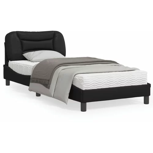 vidaXL Okvir kreveta s LED svjetlom crni 90 x 190 cm od umjetne kože