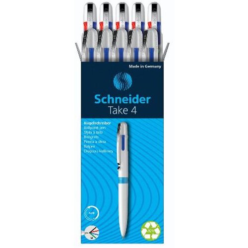 Schneider Kemijska olovka Take 4, bijela, četverobojna S138049 Slike