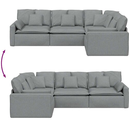  Modularna sofa s jastucima, tkanina, svijetlo siva Slike