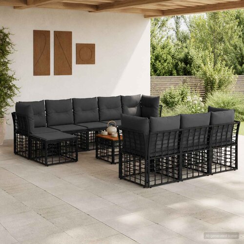  Set vanjskih sofa 11 kom. Crna i tamno siva Poliester Cijene