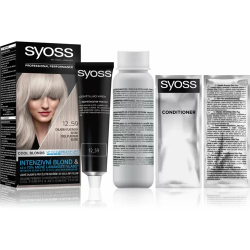 Syoss Permanent Coloration Permanent Blond trajna barva za lase 50 ml odtenek 12-59 Cool Platinum Blond