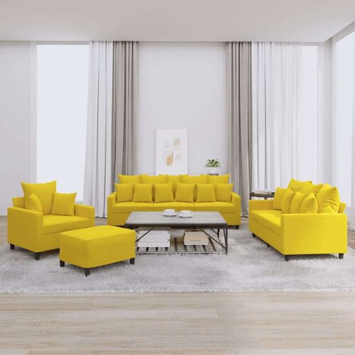  4-dijelni set sofa s jastucima žuti baršunasti Cijene