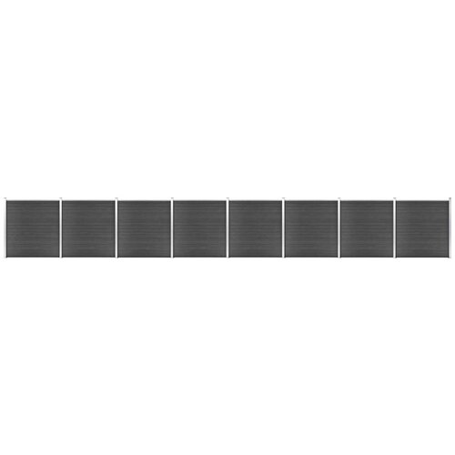 VidaXL Komplet ograjnih panelov WPC 1391x186 cm črn Slike