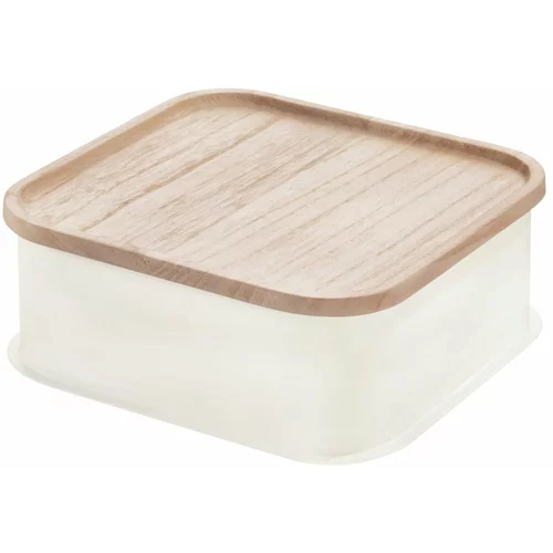 iDesign bijela kutija za pohranu s poklopcem od drveta paulovnije Eco, 21,3 x 21,3 cm