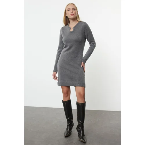 Trendyol Anthracite Mini Knit Soft Texture Dress