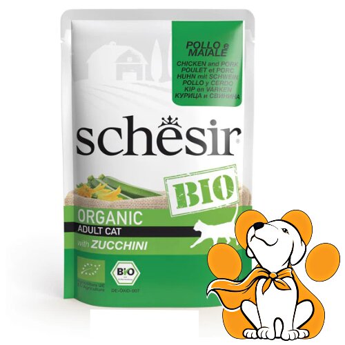 Schesir cat Bio Organic Chicken And Pork With Zucchini 85g, Bez Veštačkih Boja Cene