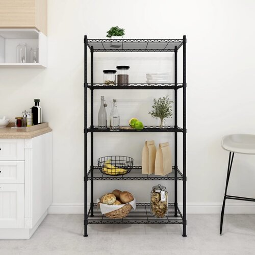 VidaXL 5-nadstropni regal 90x35x180 cm črn 250 kg Slike
