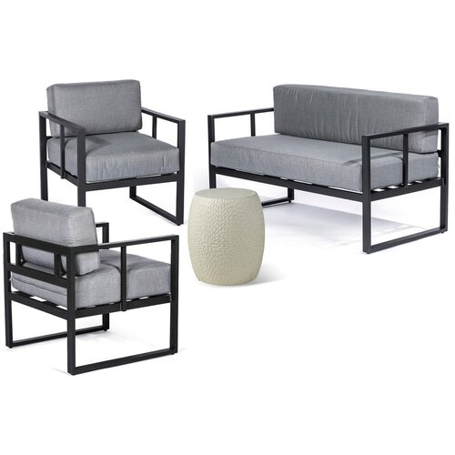 Bonami Essentials Siva aluminijasta vrtna garnitura za 4 osebe &amp;ndash; Slike