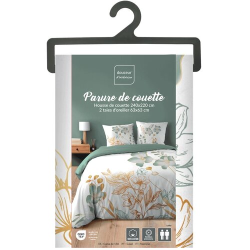 Douceur d int&amp;eacute;rieur Bela/zelena bombažna posteljnina za zakonsko posteljo/podalj&amp;scaron;ana 240x220 cm Lolita &amp;ndash; Slike