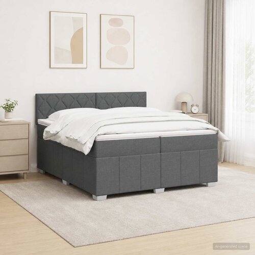  Boxspring krevet s madracem Tamnosiva 200 x 200 cm Tkanina Slike