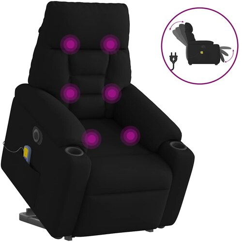 vidaXL Električni masažni naslonjač na podizanje od tkanine crni Cijene