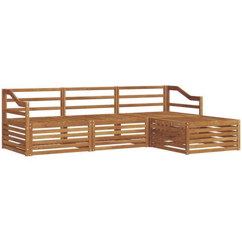  Set vanjskih sofa 4 kom. 3-sjedala Prirodna Čvrsto drvo akacije Slike